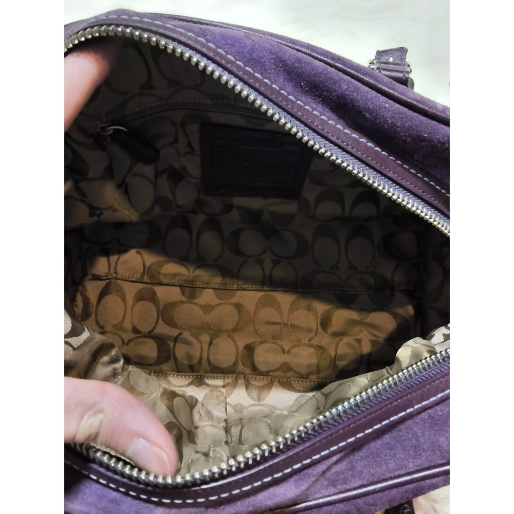 35. Coach Hampton Purple Suede Leather Satchel Bag 8A… - Gem
